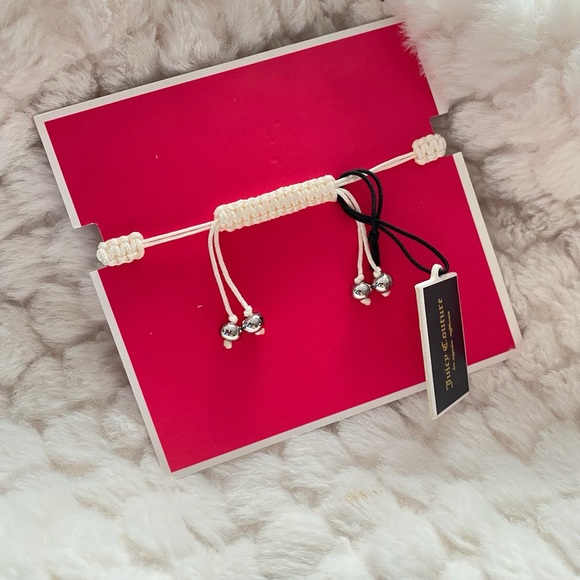 Juicy Couture White Rope Gold Tone Rhinestone Friendship Adjustable Bracelet NWT - Picture 6 of 6